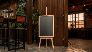 Allboards ,Černá křídová tabule v přírodním rámu + dřevěný bukový stojan,BUN75NAT