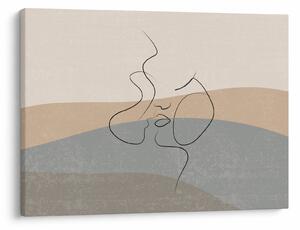 Obraz - Line art polibek (70x50 cm)