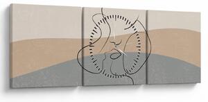 Obraz - Line art polibek (s hodinami) (90x30 cm)