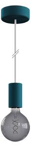 Creative cables EIVA elegant - závěsná lampa IP65 do exteriéru s textilním kabelem, silikonovým baldachýnem a objímkou, voděodolná Barva: Petrolejová