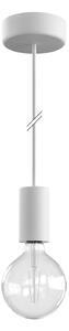 Creative cables EIVA elegant - závěsná lampa IP65 do exteriéru s textilním kabelem, silikonovým baldachýnem a objímkou, voděodolná Barva: Bílá