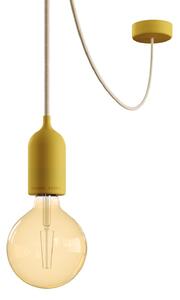 Creative cables EIVA pastel závěsná lampa IP65 do exteriéru s textilním kabelem, decentralizerem, silikonovým baldachýnem a objímkou, voděodolná Barva: Hořčicově žlutá