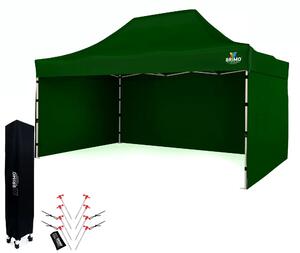 BRIMO Nůžkový párty stan SUPER 3x4,5 m 3 stěny zelený