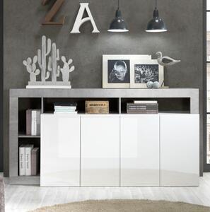 Komoda LENOR 184x93x42 cm bílá/šedá beton