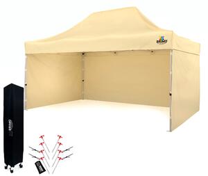 BRIMO Nůžkový párty stan SUPER 3x4,5 m 3 stěny béžový