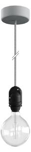 Creative cables EIVA závěsná lampa do exteriéru pro stínidlo, 1,5m textilního kabelu, silikonový baldachýn a objímka, IP65 voděodolná Barva: Černý karbon