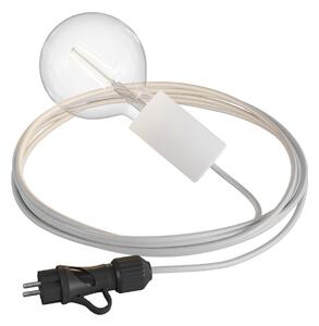 Creative cables EIVA snake elegant, přenosná venkovní lampa, 5 m textilní kabel, voděodolná objímka IP65 a zástrčka Barva: Bílá