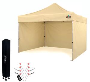 BRIMO Nůžkový párty stan SUPER 3x3 m 3 stěny béžový