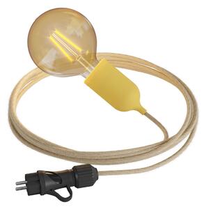 Creative cables EIVA snake pastel, přenosná venkovní lampa, 5 m textilní kabel, voděodolná objímka IP65 a zástrčka Barva: Hořčicová žlutá
