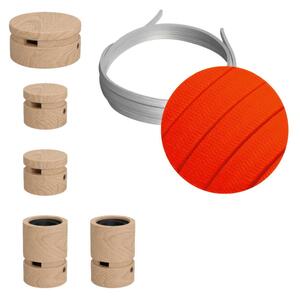 Creative cables Filé system - sestava pro cik-cak instalaci - 3m kabelu pro světelné šňúry a 5 dřevěných komponentů Barva kabelu: Neonově oranžová - CF15