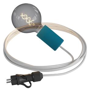 Creative cables EIVA snake elegant, přenosná venkovní lampa, 5 m textilní kabel, voděodolná objímka IP65 a zástrčka Barva: Bílá