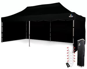 BRIMO Nůžkový párty stan PREMIUM ALU 3x6 m 3 stěny černý