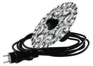 Creative cables Snake EIVA s mini ellepì 'maioliche' plochým stínidlem, přenosná venkovní lampa s IP65 vodotěsnou objímkou a zástrčkou Barva: Majolika černo-bílá