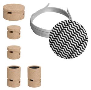 Creative cables Filé system - sestava pro cik-cak instalaci - 3m kabelu pro světelné šňúry a 5 dřevěných komponentů Barva kabelu: Bílo-černá - CZ04