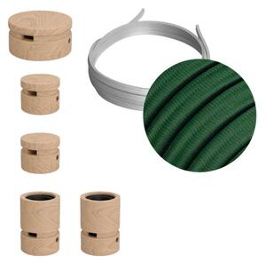 Creative cables Filé system - sestava pro cik-cak instalaci - 3m kabelu pro světelné šňúry a 5 dřevěných komponentů Barva kabelu: Tmavě zelená - CM21
