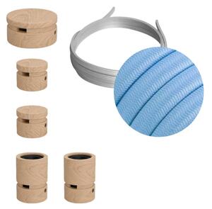 Creative cables Filé system - sestava pro cik-cak instalaci - 3m kabelu pro světelné šňúry a 5 dřevěných komponentů Barva kabelu: Azurová - CM17