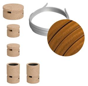 Creative cables Filé system - sestava pro cik-cak instalaci - 3m kabelu pro světelné šňúry a 5 dřevěných komponentů Barva kabelu: Whisky - CM22