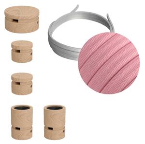 Creative cables Filé system - sestava pro cik-cak instalaci - 3m kabelu pro světelné šňúry a 5 dřevěných komponentů Barva kabelu: Růžová - CM16
