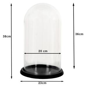 Černý dřevěný kulatý podnos se skleněným poklopem Rie – 23x36 cm