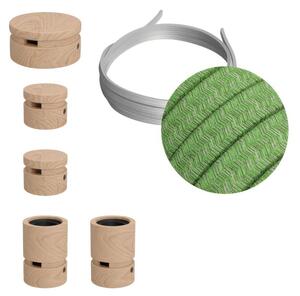 Creative cables Filé system - sestava pro cik-cak instalaci - 3m kabelu pro světelné šňúry a 5 dřevěných komponentů Barva kabelu: Zelený mix - CX08