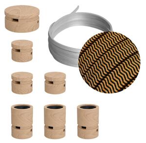 Creative cables Filé system - sestava pro přímou instalaci - 5m kabelu pro světelné šňúry a 7 dřevěných komponentů Barva kabelu: Černá-whisky - CZ22