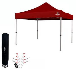 BRIMO Nůžkový párty stan EXCLUSIVE ALU 3x3 m bez stěn červený
