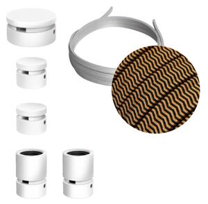 Creative cables Filé systém - sestava pro cik-cak instalaci - 3m kabelu pro světelné řetězy a 5 bílých lakovaných dřevěných komponentů Barva kabelu: Černá-whisky - CZ22