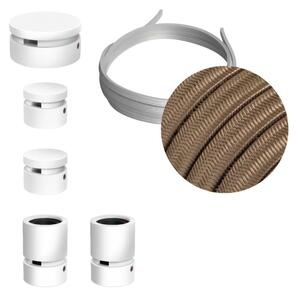 Creative cables Filé systém - sestava pro cik-cak instalaci - 3m kabelu pro světelné řetězy a 5 bílých lakovaných dřevěných komponentů Barva kabelu: Cipria - CM27