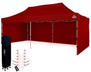 BRIMO Nůžkový párty stan SUPER 3x6 m 3 stěny červený