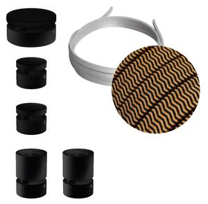 Creative cables Filé systém - sestava pro cik-cak instalaci - 3m kabelu pro světelné řetězy a 5 černých lakovaných dřevěných komponentů Barva kabelu: Černá-whisky - CZ22
