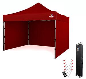 BRIMO Nůžkový párty stan PREMIUM ALU 3x3 m 3 stěny červený