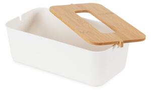 Bílý box na kapesníky s bambusovým víkem Compactor Basic
