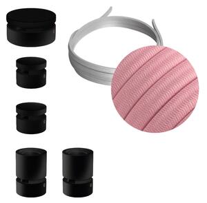 Creative cables Filé systém - sestava pro cik-cak instalaci - 3m kabelu pro světelné řetězy a 5 černých lakovaných dřevěných komponentů Barva kabelu: Růžová - CM16