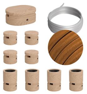 Creative cables Filé systém - sestava pro symetrickou instalaci - 5m kabelu pro světelné řetězy a 9 dřevěných komponentů Barva kabelu: Whisky - CM22