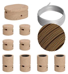 Creative cables Filé systém - sestava pro symetrickou instalaci - 5m kabelu pro světelné řetězy a 9 dřevěných komponentů Barva kabelu: Černá-whisky - CZ22
