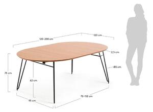 Rozkládací jídelní stůl s deskou v dubovém dekoru Kave Home Novaks, ø 120 cm