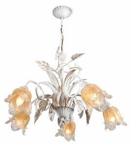 Light for home - Závěsný lustr na řetězu 8705 "LUCIA", 5x40W, E14, bílá, zlatá, patina