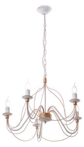 Light for home - Závěsný lustr na řetězu 18355 "ALISON", 5x40W, E14, bílá, zlatá, patina