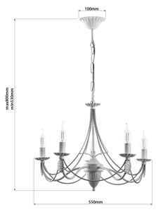 Light for home - Závěsný lustr na řetězu 30155 "VANESSA", 5x40W, E14, černá, zlatá, patina
