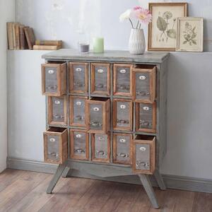Lékárnická skíka HWC-A43, komoda, masivní jedlové dřevo vintage shabby look 94x73x32cm