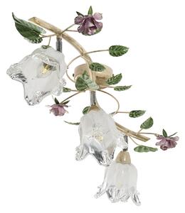Light for home - Přisazený lustr s kovovými květinami 1513 "ROSA", 3X40W, E14, béžová, zelená, růžová, zlatá