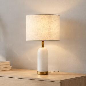 Stolní lampa Lindby, Alabaster, Bílá, Obývací pokoj, Tkanina / Textil, Skandinávský