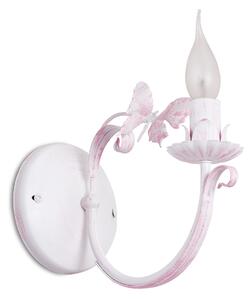 Light for home - Kovové nástěnné svítidlo v bílé barvě a růžovou patinou 20901 "Farfala", 1x40W, E14, bílá, růžová