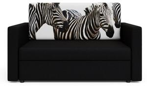 Moderní rozkládací pohovka se vzorem zebry ARIA 120 - černá