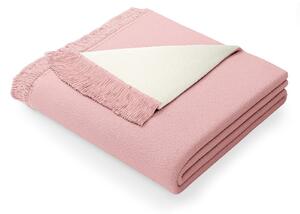 Pudrově růžová deka s příměsí bavlny AmeliaHome Franse, 150 x 200 cm