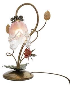 Light for home - Stolní lampa s kovovými květinami 15200 "KATERINA", 1x40W, E14, zlatá, měď, zelená, růžová