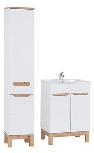 Comad Koupelnová sestava Bali se zápustným umyvadlem a skříňkami 60 cm bílá/dub votan