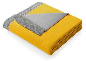 Žluto-šedá deka s příměsí bavlny AmeliaHome Franse, 150 x 200 cm