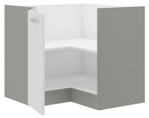 Dolní rohová skříňka LAILI - 90x90 cm, světle šedá / bílá