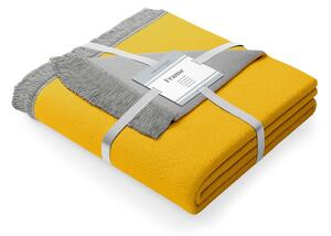 Žluto-šedá deka s příměsí bavlny AmeliaHome Franse, 150 x 200 cm